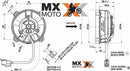 Ventoinha / Ventilador Original com suporte e Relé para KTM EXCF 250 a 500 2017 a 2023 - Husqvarna FE 250 a 501 16 a 23 - GAS GAS 21 a 23 EC250F/350F/450F - 79635941044